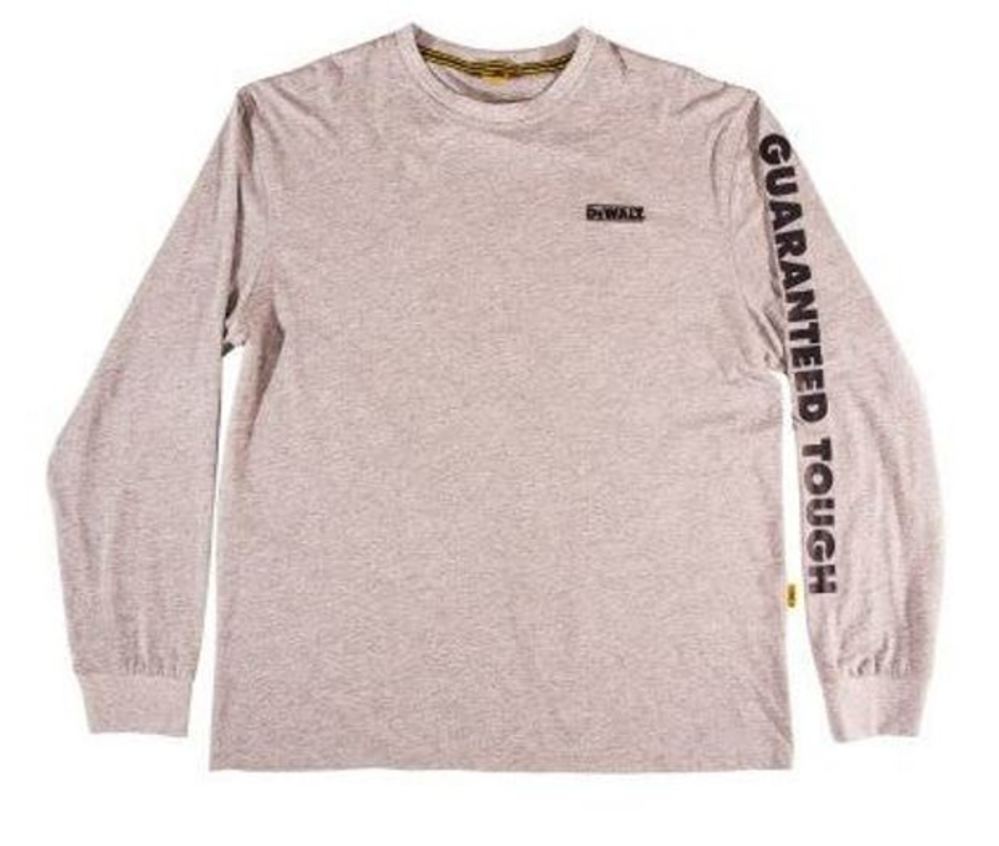 DEWALT Guaranteed Tough Long Sleeve T-Shirt Heather Gray XL - Flockneti