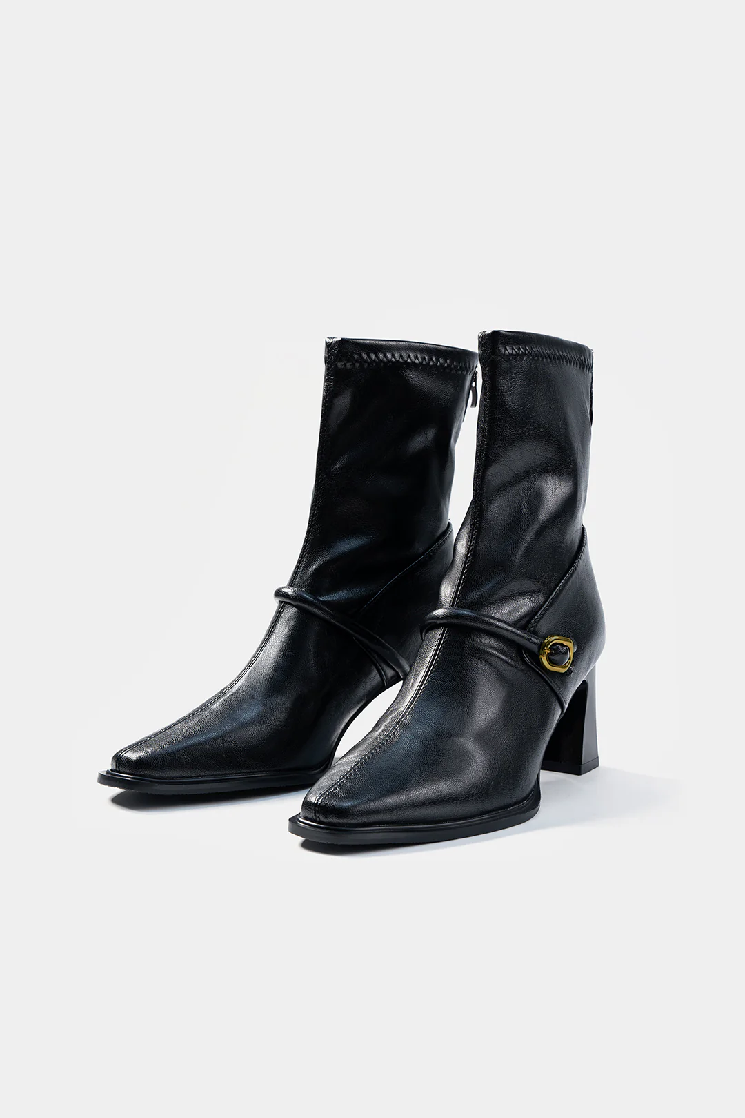 Square Toe Zipper Ankle Boots - Flockneti
