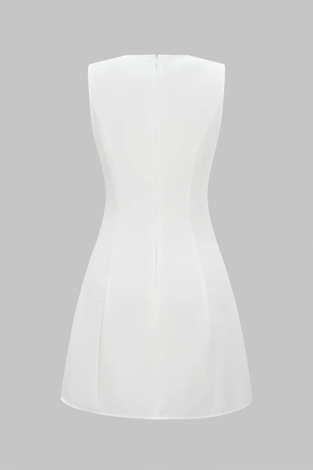 Metallic Button Sleeveless Zipper Mini Dress - Flockneti