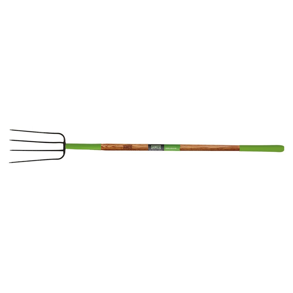 Ames 4-Tine Manure Fork with Oversized Cushion Grip on Hardwood Handle - Flockneti