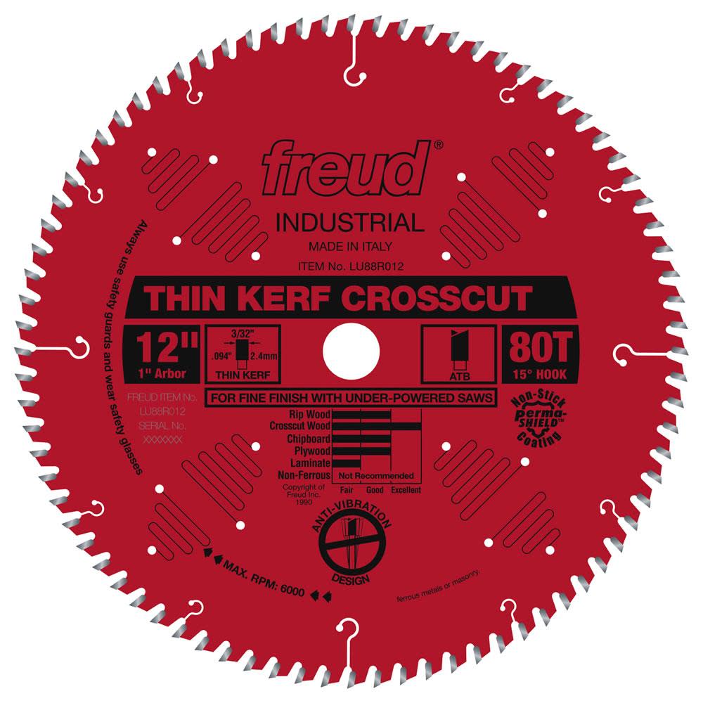 Freud 12″ Thin Kerf Fine Finish Crosscut Blade with Perma-SHIELD Coating - Flockneti