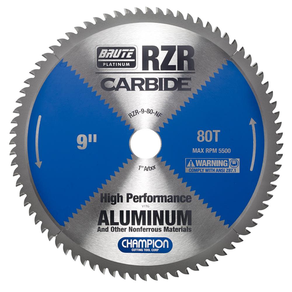 Champion Cutting Tool Brute Carbide Tipped Circular Saw Blade 9 In. (aluminum/non-ferrous cutting) - Flockneti