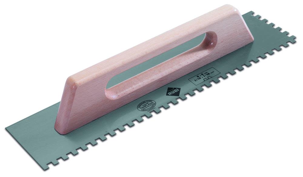 Rubi Tools Steel Notched Trowel 19 In. (48 cm.) 13/32 In. x 13/32 In. (10 x 10 mm.) - Flockneti