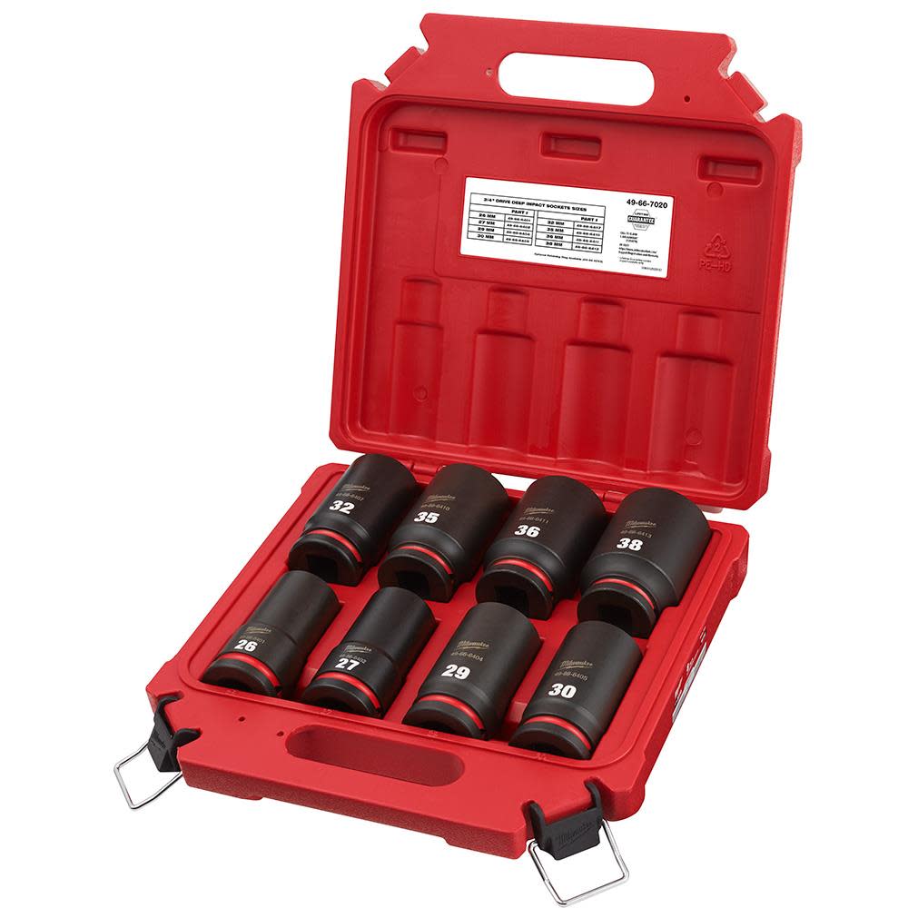 Milwaukee Impact Socket 3/4″ Drive Metric 6 Point 8pc - Flockneti