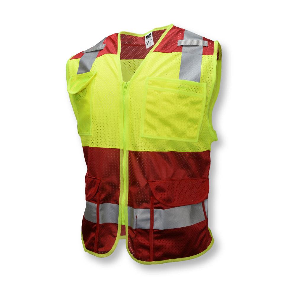 Radians Safety Vest Custom Color Blocking Type O Class 1 Red 5X - Flockneti