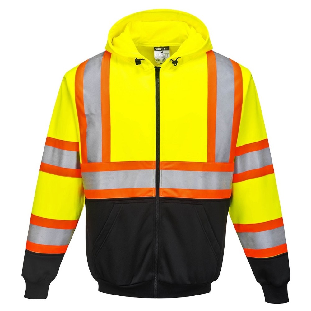 Portwest Yellow and Black Kansas Zipped Hoodie – 5XL - Flockneti