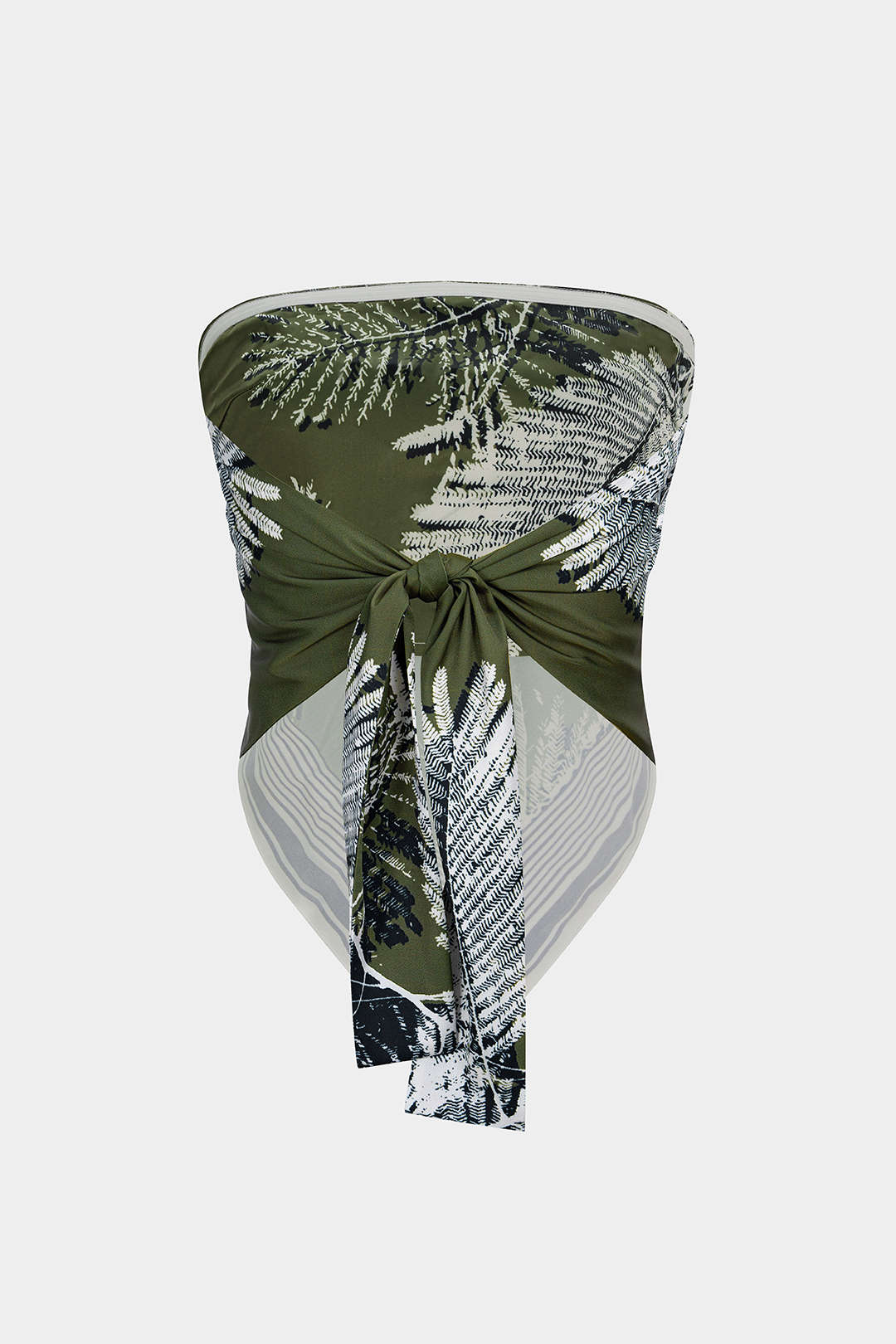 Leaves Contrast Print Satin Backless Tube Top - Flockneti