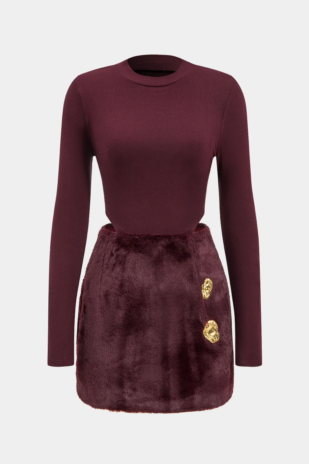 Patchwork Long Sleeve Mini Dress - Flockneti