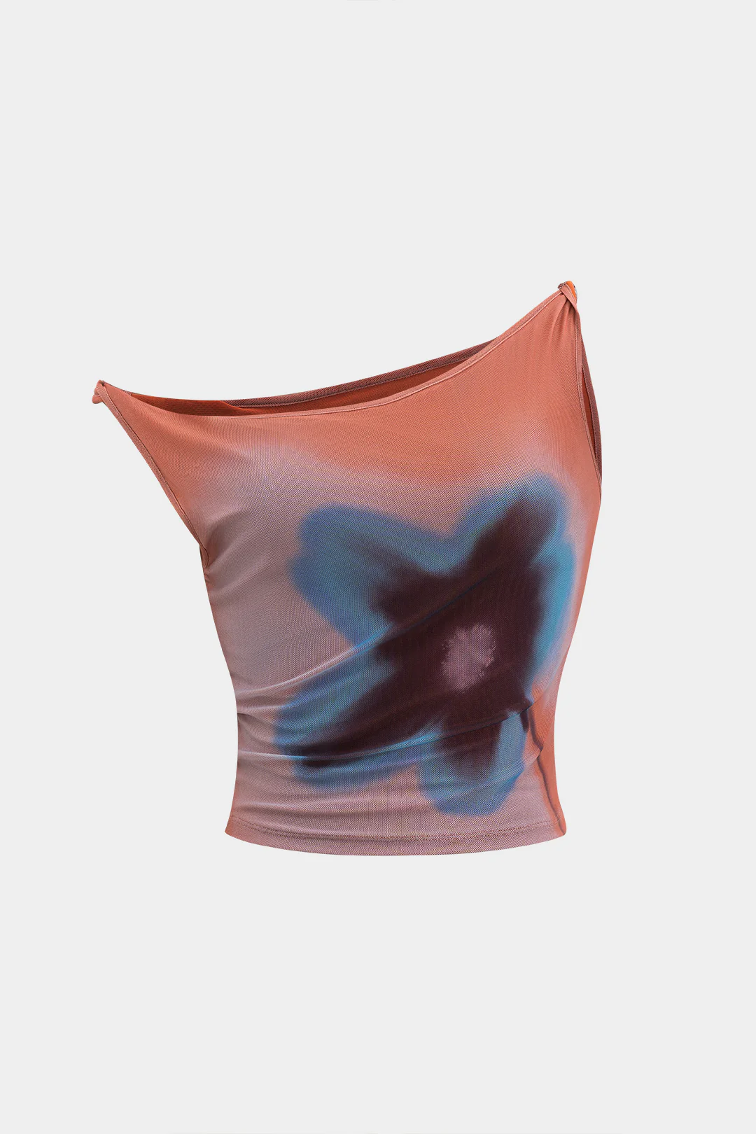 Floral Print Mesh Asymmetrical Cami Top - Flockneti