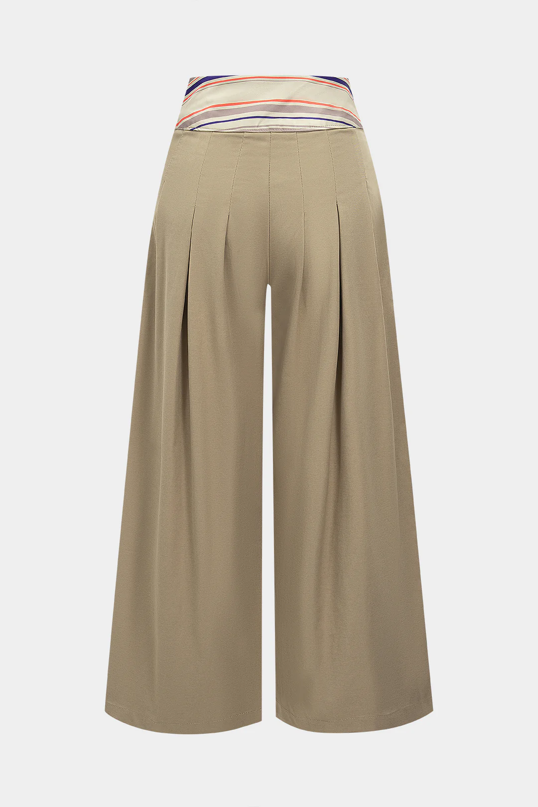 Striped Print Pleated Wide Leg Trousers - Flockneti