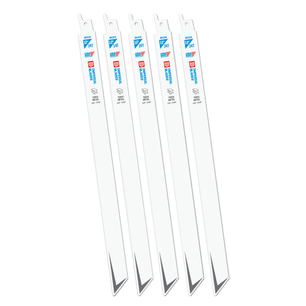 Imperial Blades Standard 12″ 14 TPI Thick Metal Reciprocating Blade 5PC - Flockneti