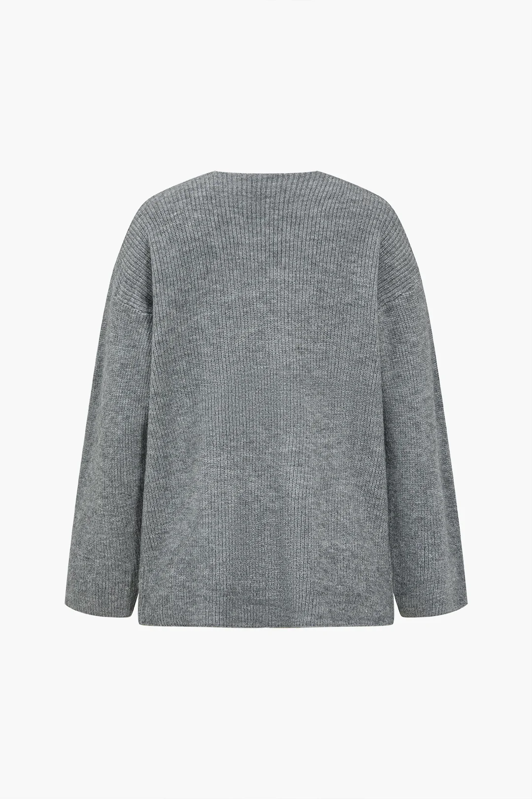 Knit Asymmetrical V-Neck Long-Sleeve Top - Flockneti