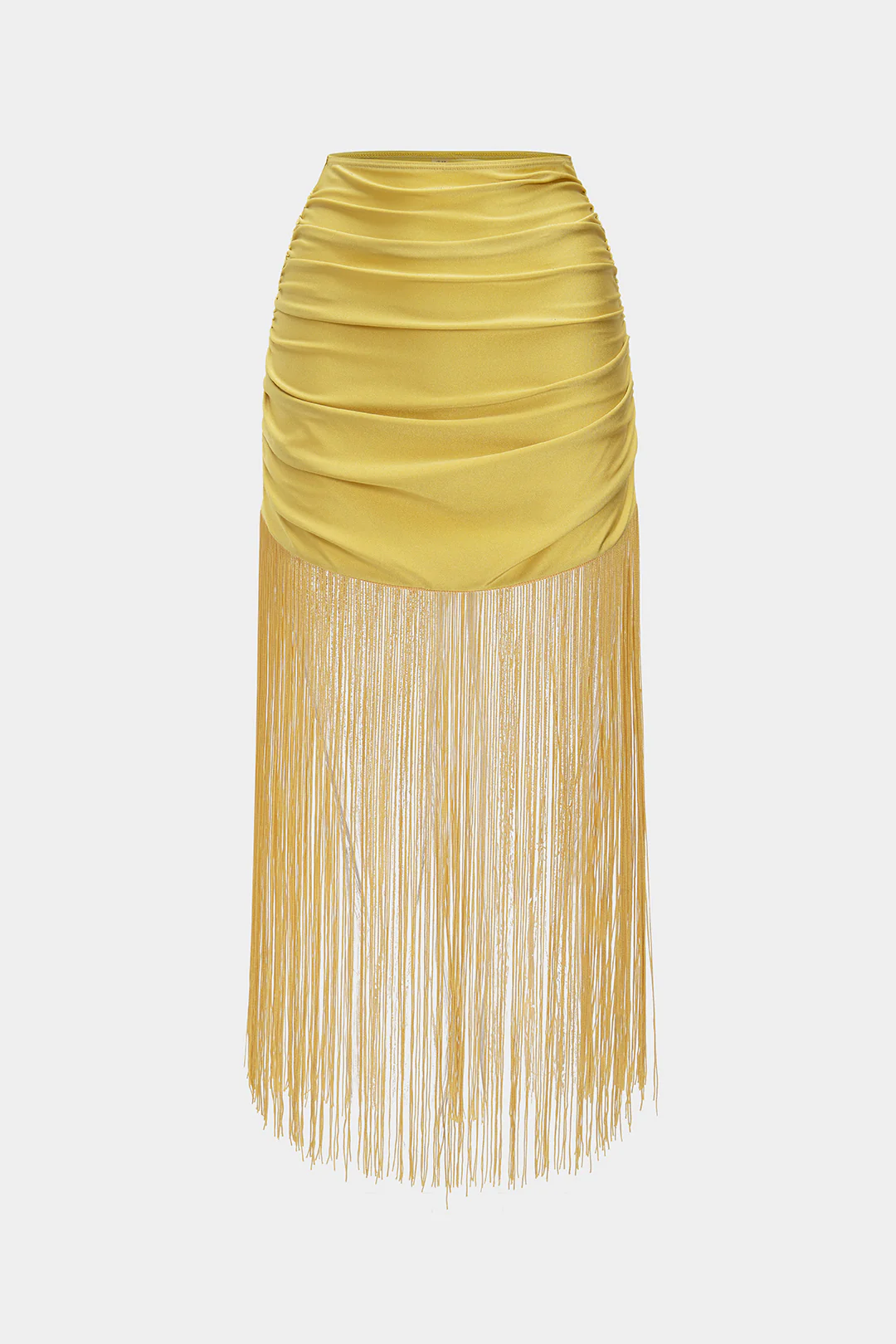 Ruched Fringe High Waist Bikini Bottom - Flockneti