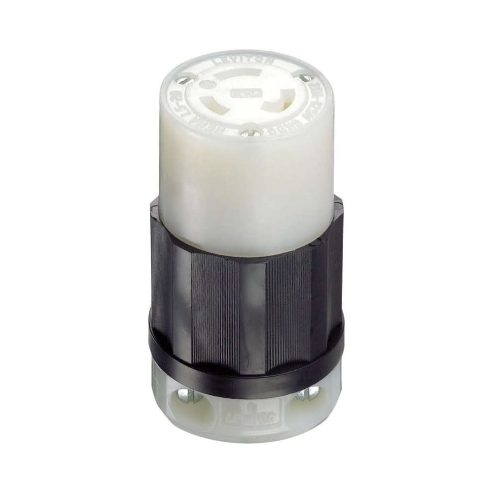 Leviton Grounded Locking Connector 20A 125V Nylon Black & White - Flockneti