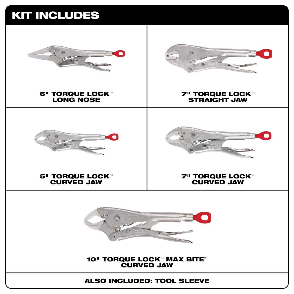 Milwaukee 5Pc TORQUE LOCK Locking Pliers Kit - Flockneti