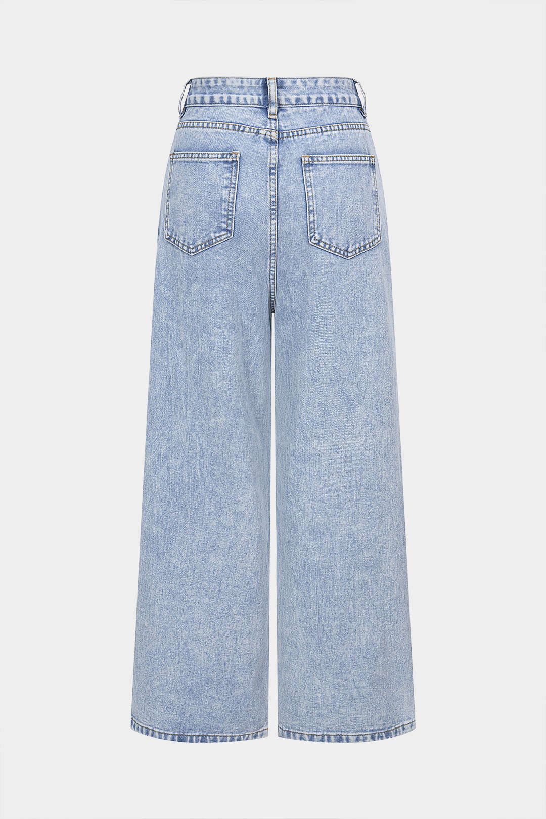 Denim Pearl Decor Straight Leg Jeans - Flockneti