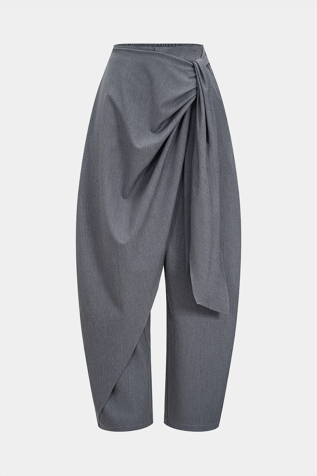 Tie-Up Asymmetrical Ruched Pants - Flockneti