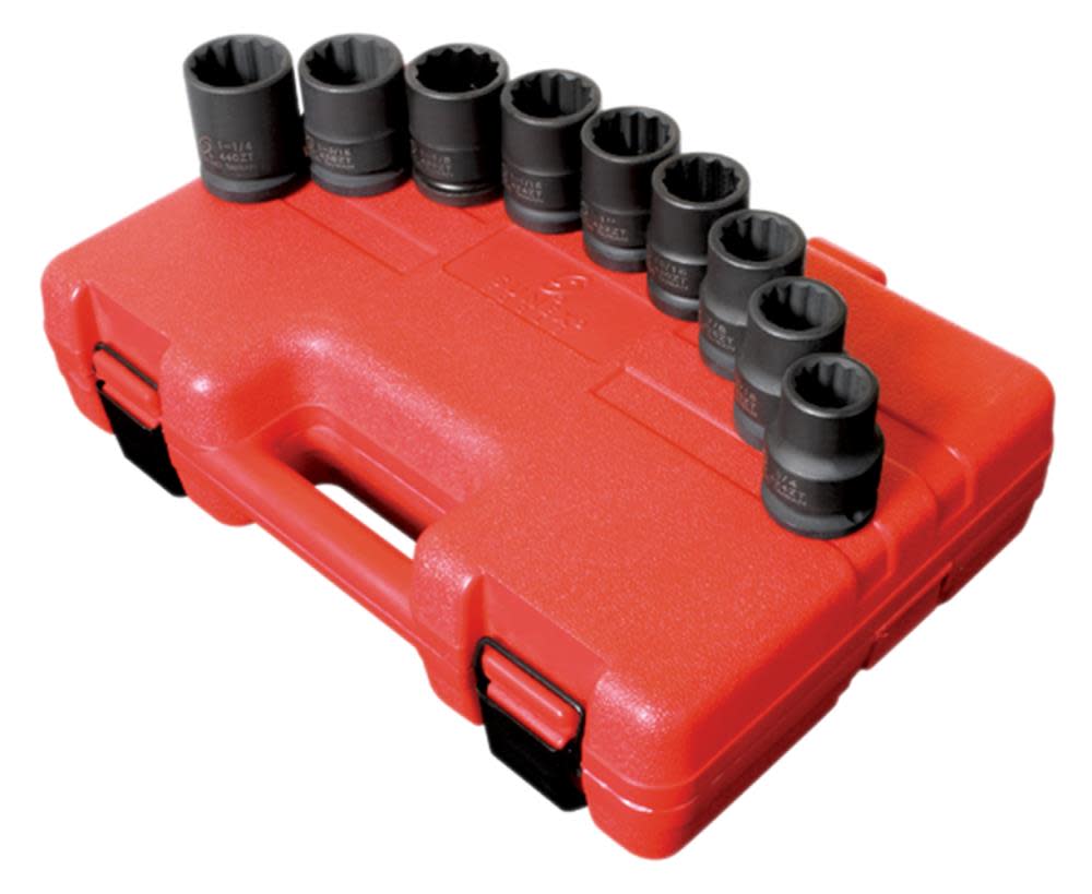 Sunex 9 pc. 3/4 In. Drive 12 Pt. SAE Thin Wall Impact Socket Set - Flockneti