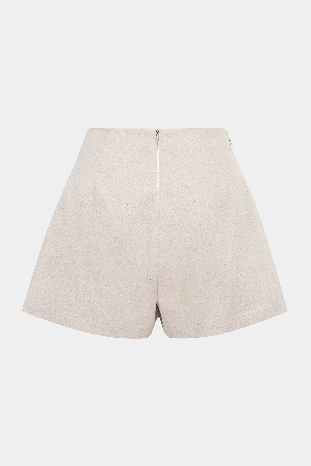 Linen Asymmetrical Twist Knot Zipper Shorts - Flockneti