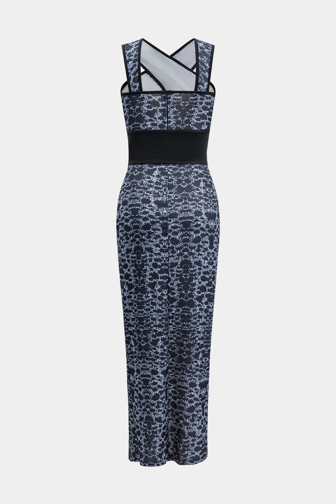 Leopard Print Satin Corset Crossed Cut Out Sleeveless Midi Dress - Flockneti