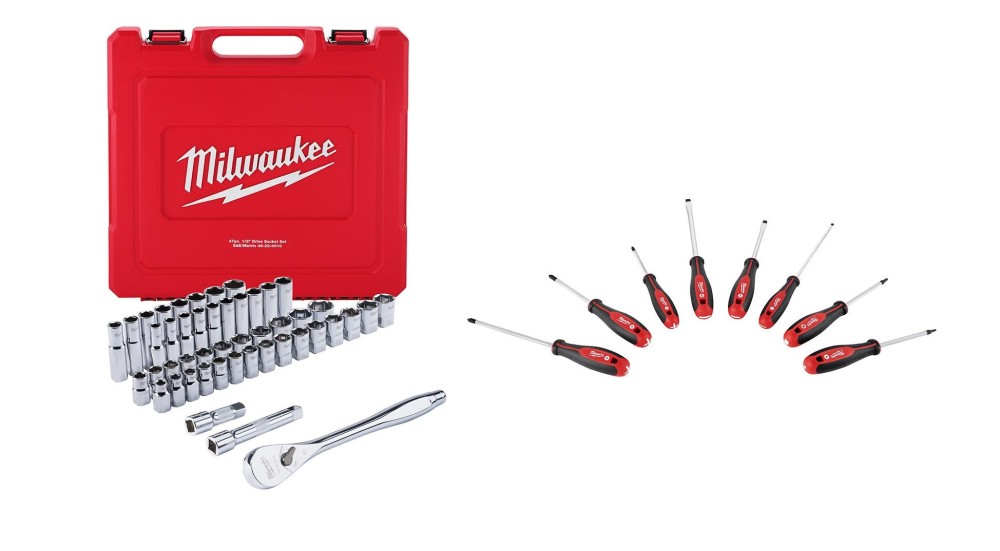 Milwaukee 47pc 1/2″ Tool Set SAE & Metric & 8pc Tool Set Bundle - Flockneti