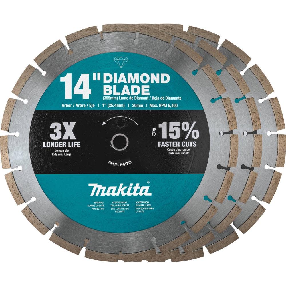Makita 14″ Diamond Blade Segmented General Purpose Contractor 3/pk - Flockneti