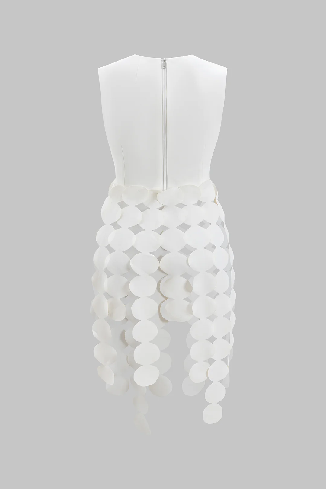 Asymmetrical Patchwork Fringe Hem Zipper Tank Top - Flockneti