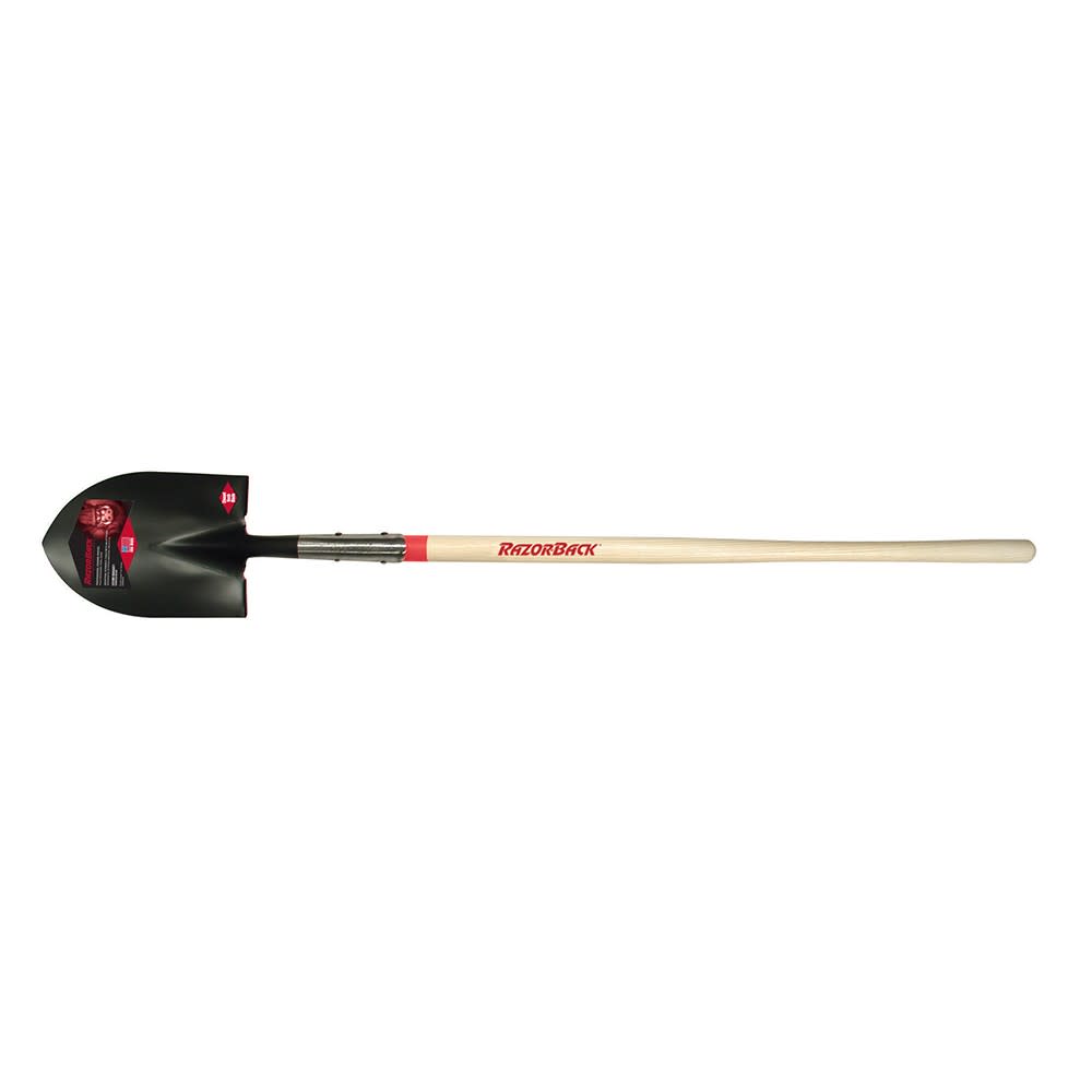Razorback 48 In. Round Point Closed Back Digging Shovel with Wood Handle - Flockneti