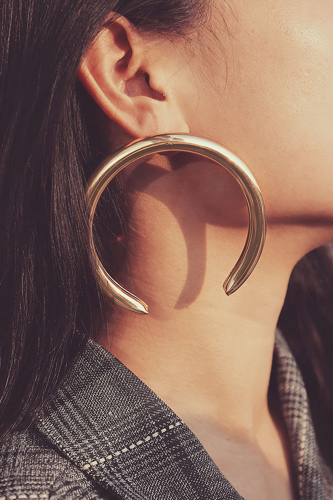 Metal Exaggerated Geometric Semicircular Earrings - Flockneti