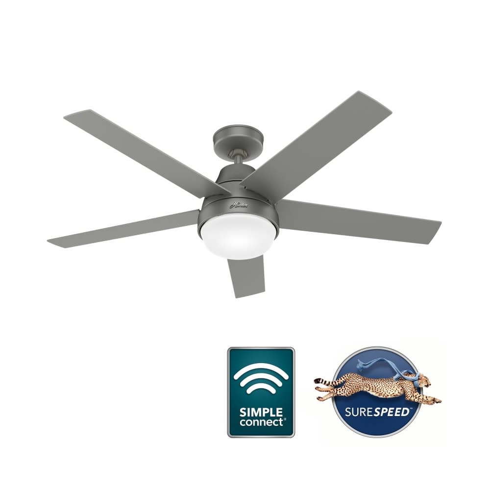 Hunter Fan Aerodyne Ceiling Fan 52″ Matte Silver Matte Silver - Flockneti