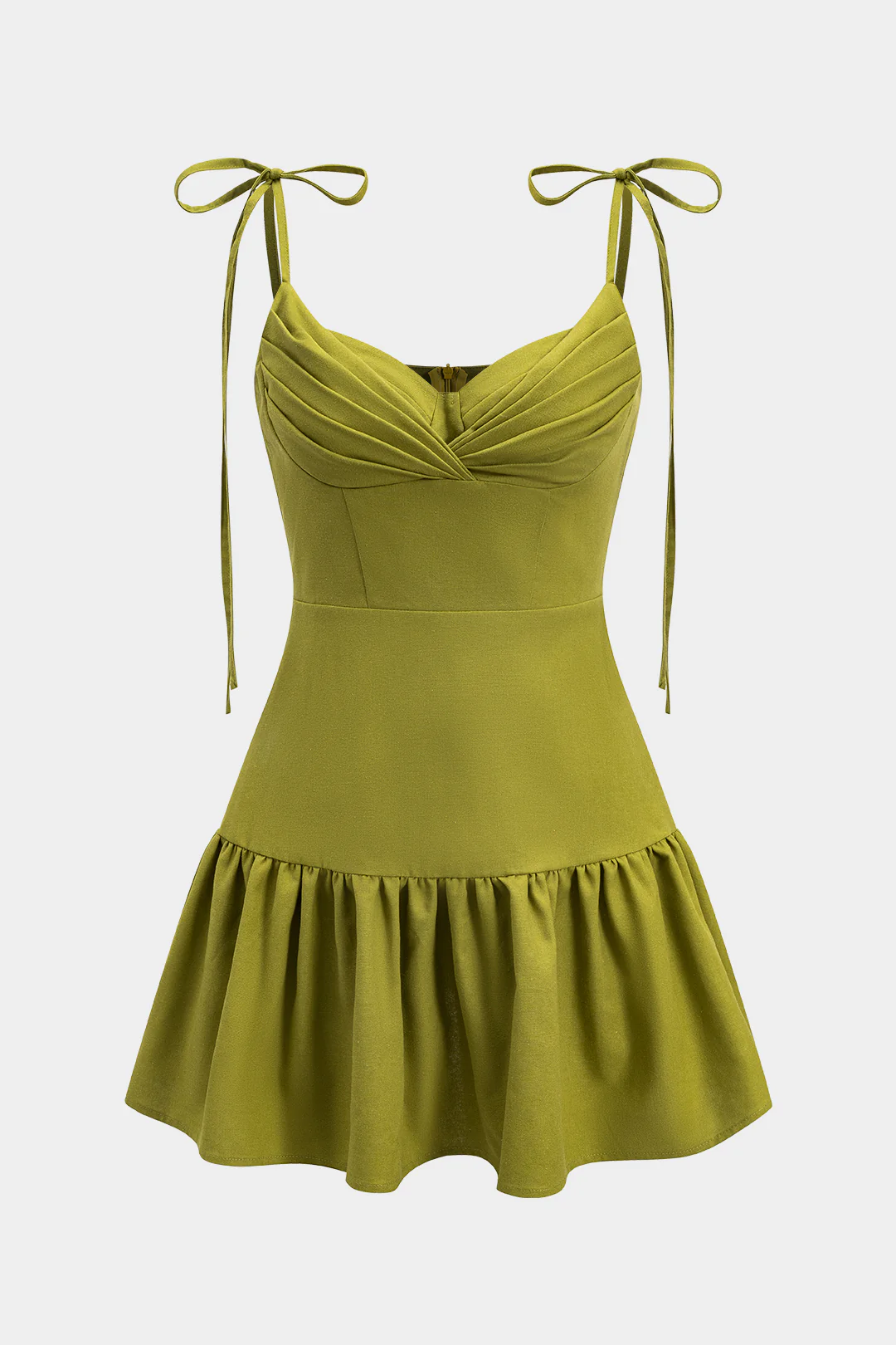 Linen Ruched Tie-Up Sleeveless Mini Dress - Flockneti
