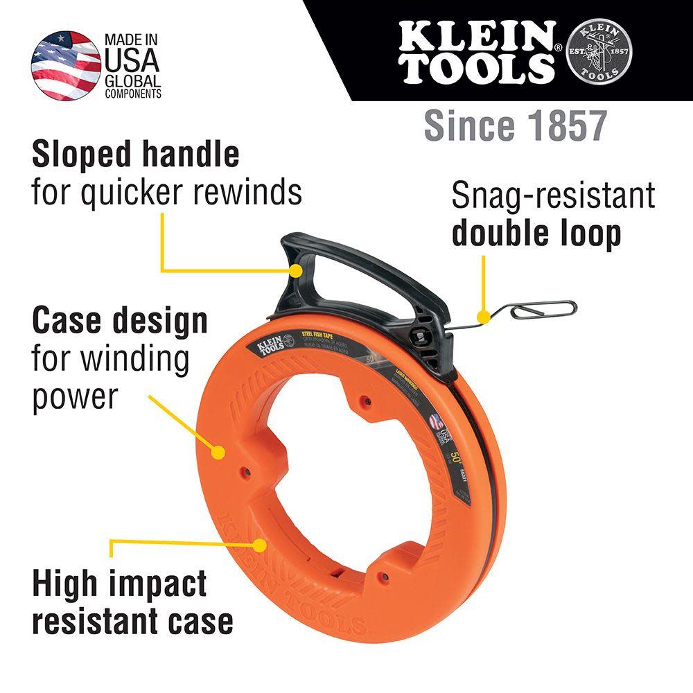 Klein Tools 50′ Steel Fish Tape - Flockneti