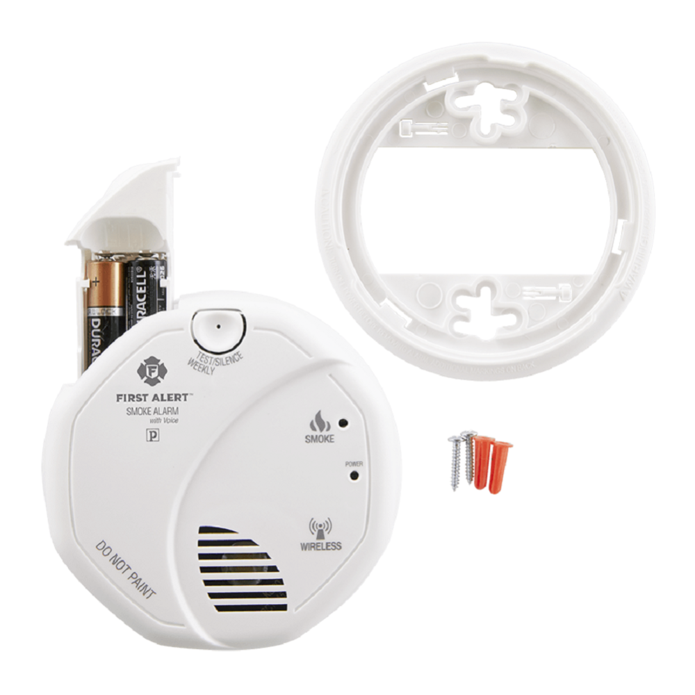 First Alert Interconnected Wireless Smoke Alarm with Voice Location Battery Operated - Flockneti