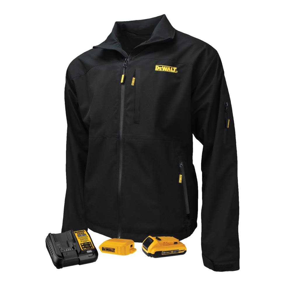 DEWALT Mens Heated Kit Soft Shell Jacket With Battery/Charger Black Large - Flockneti