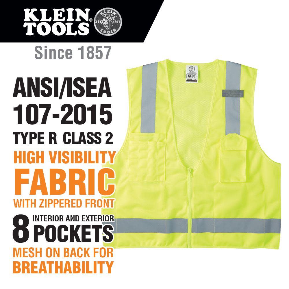 Klein Tools High-Visibility Safety Vest – M/L - Flockneti