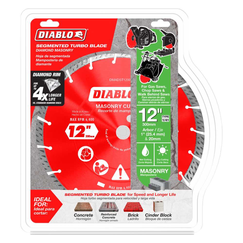 Diablo Tools 12″ Diamond Segmented Turbo Cut Off Discs for Masonry - Flockneti