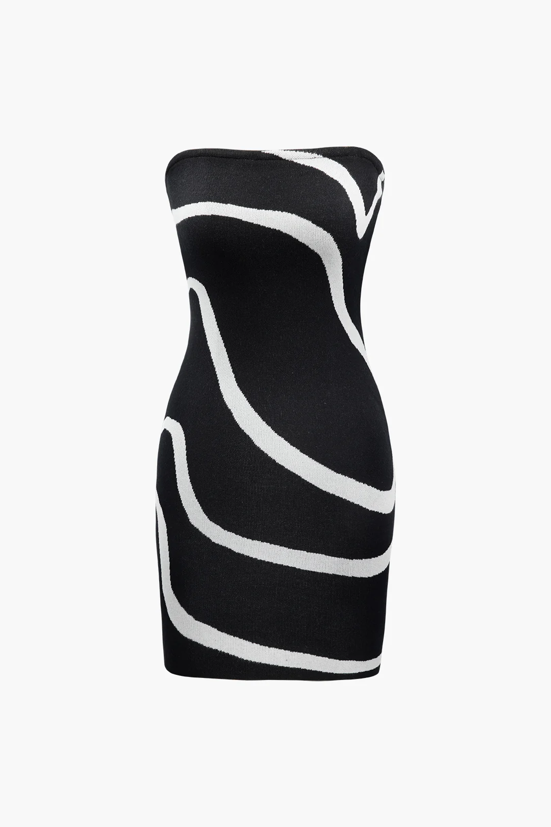Knit Wave Stripes Print Sleeveless Dress - Flockneti