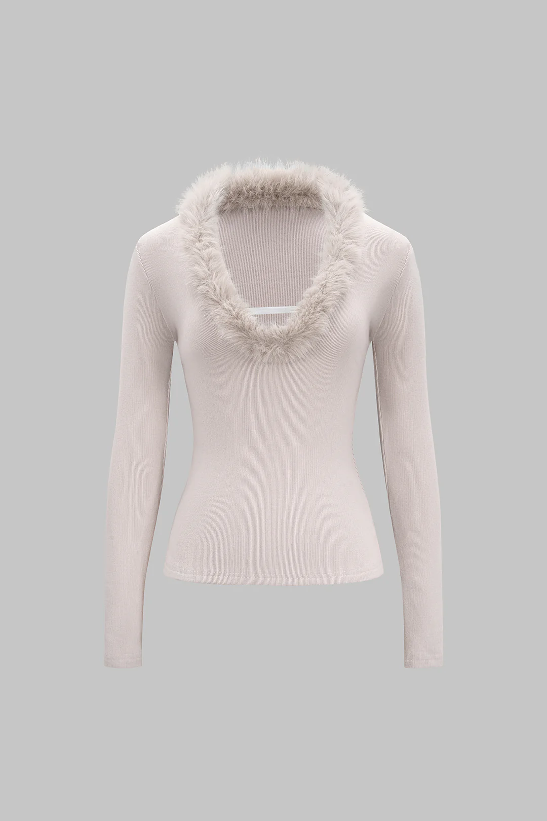 Faux Fur Patchwork Long-Sleeve Top - Flockneti
