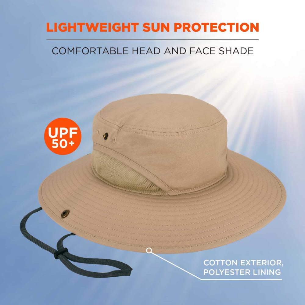 Ergodyne Chill Its 8936 Lightweight Ranger Hat with Mesh Paneling Khaki L/XL - Flockneti