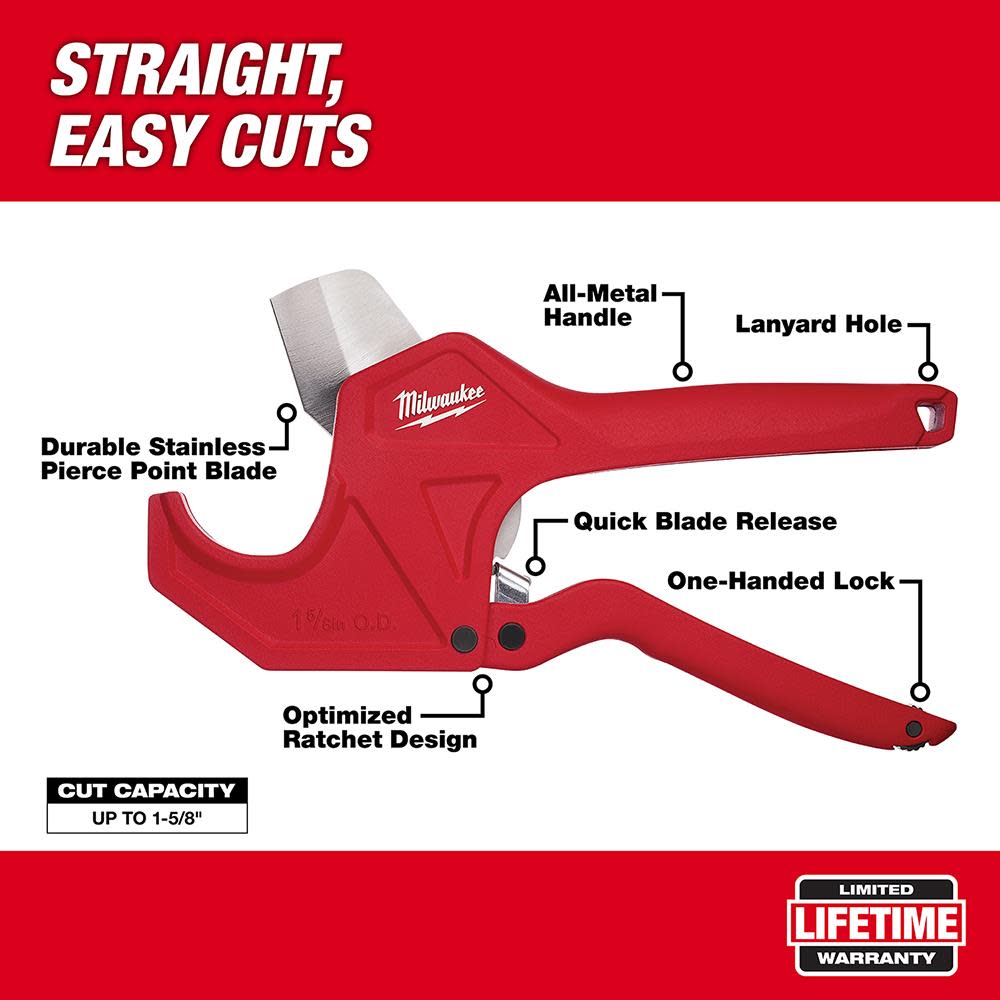 Milwaukee 1-5/8 in. Ratcheting Pipe Cutter - Flockneti