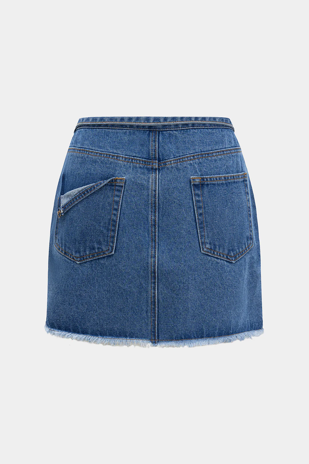 Denim Frayed Pocket Skirt - Flockneti
