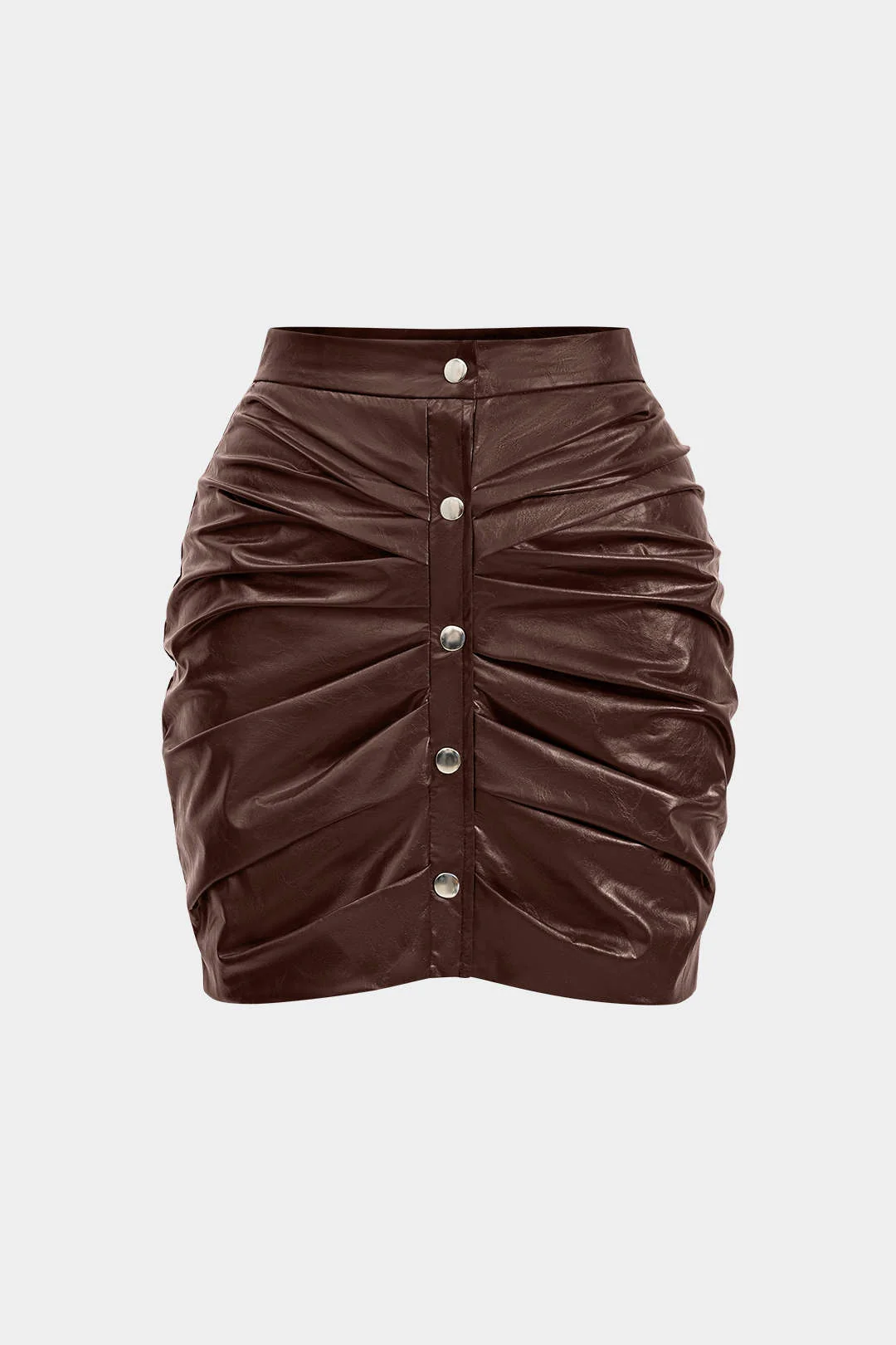 Faux Leather Ruched Skirt - Flockneti