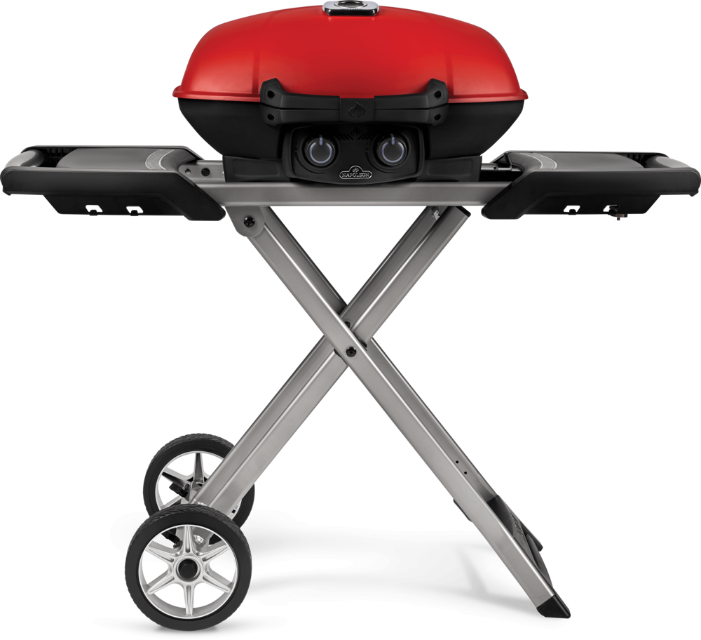 Napoleon TravelQ 285X Portable Propane Gas Grill and Scissor Cart with Griddle Red - Flockneti