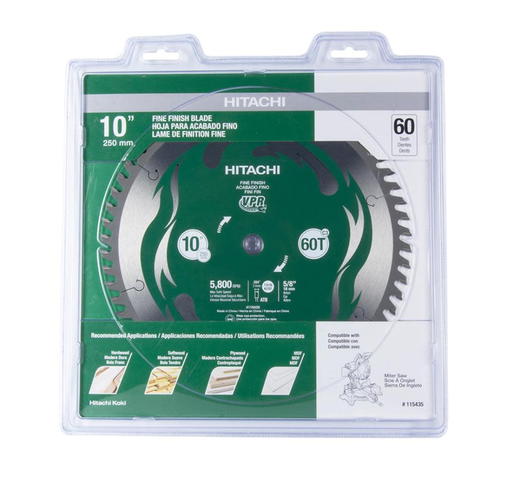 Hitachi 10 In. 60T Fine Finish VPR Blade - Flockneti