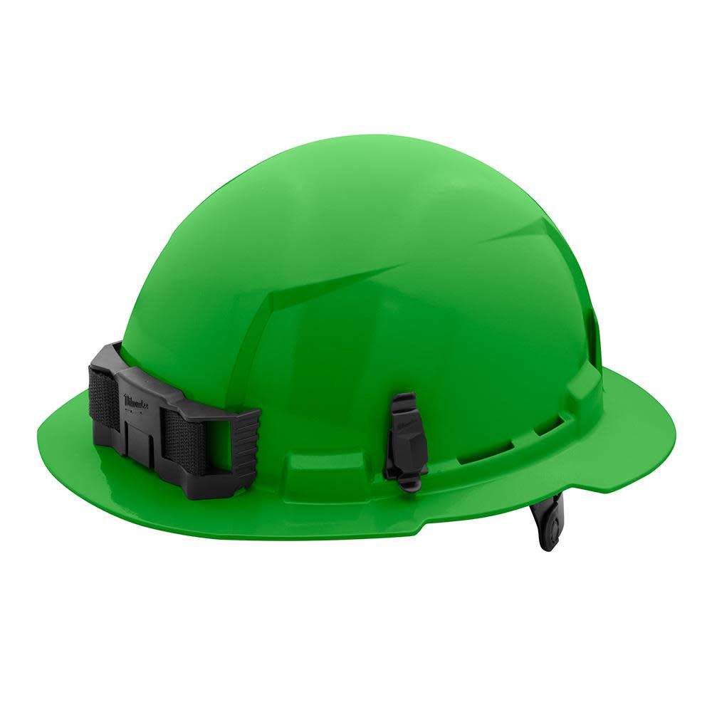 Milwaukee Green Full Brim Hard Hat with 6pt Ratcheting Suspension Type 1 Class E - Flockneti