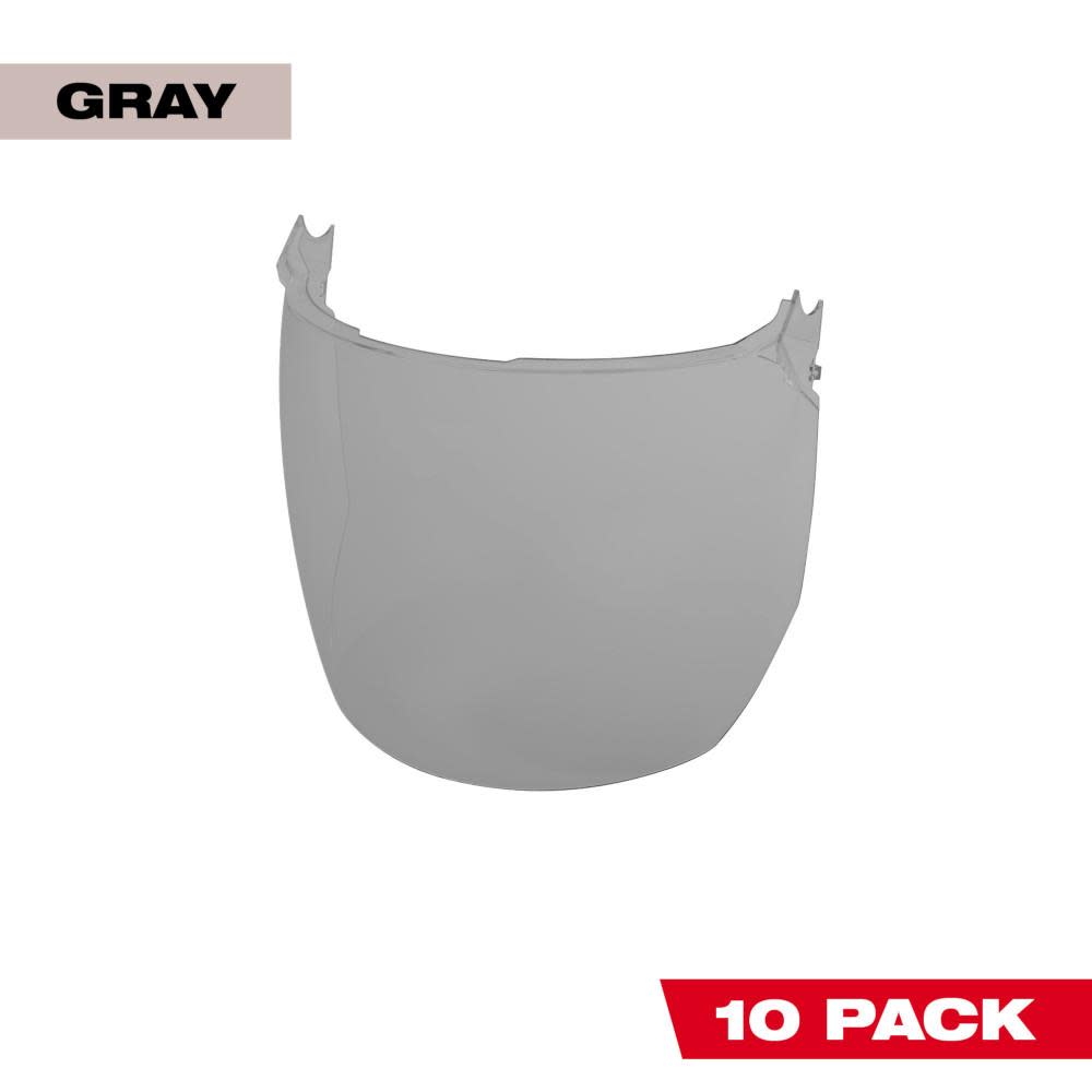 Milwaukee Gray Face Shield Replacement Lenses Helmet & Hard Hat Mount 10pk - Flockneti