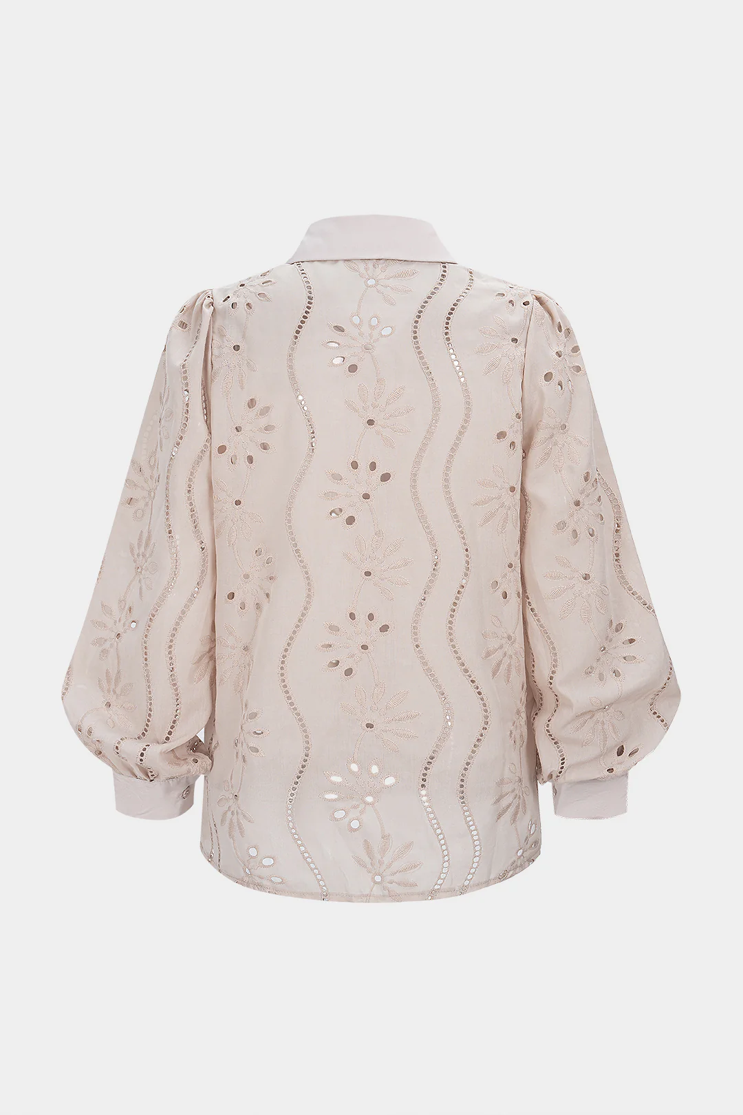 Embroidery Cut Out Long-Sleeve Shirt - Flockneti