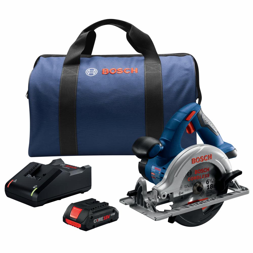 Bosch 18V 6-1/2 In. Circular Saw Kit with (1) CORE18V 4.0 Ah Compact Battery - Flockneti