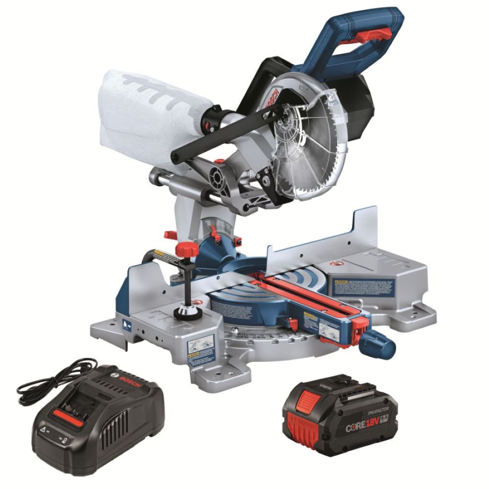 Bosch PROFACTOR 18V Surgeon Miter Saw Kit 7 1/4″ Single Bevel Slide with CORE18V 8.0 Ah PROFACTOR Performance Battery - Flockneti
