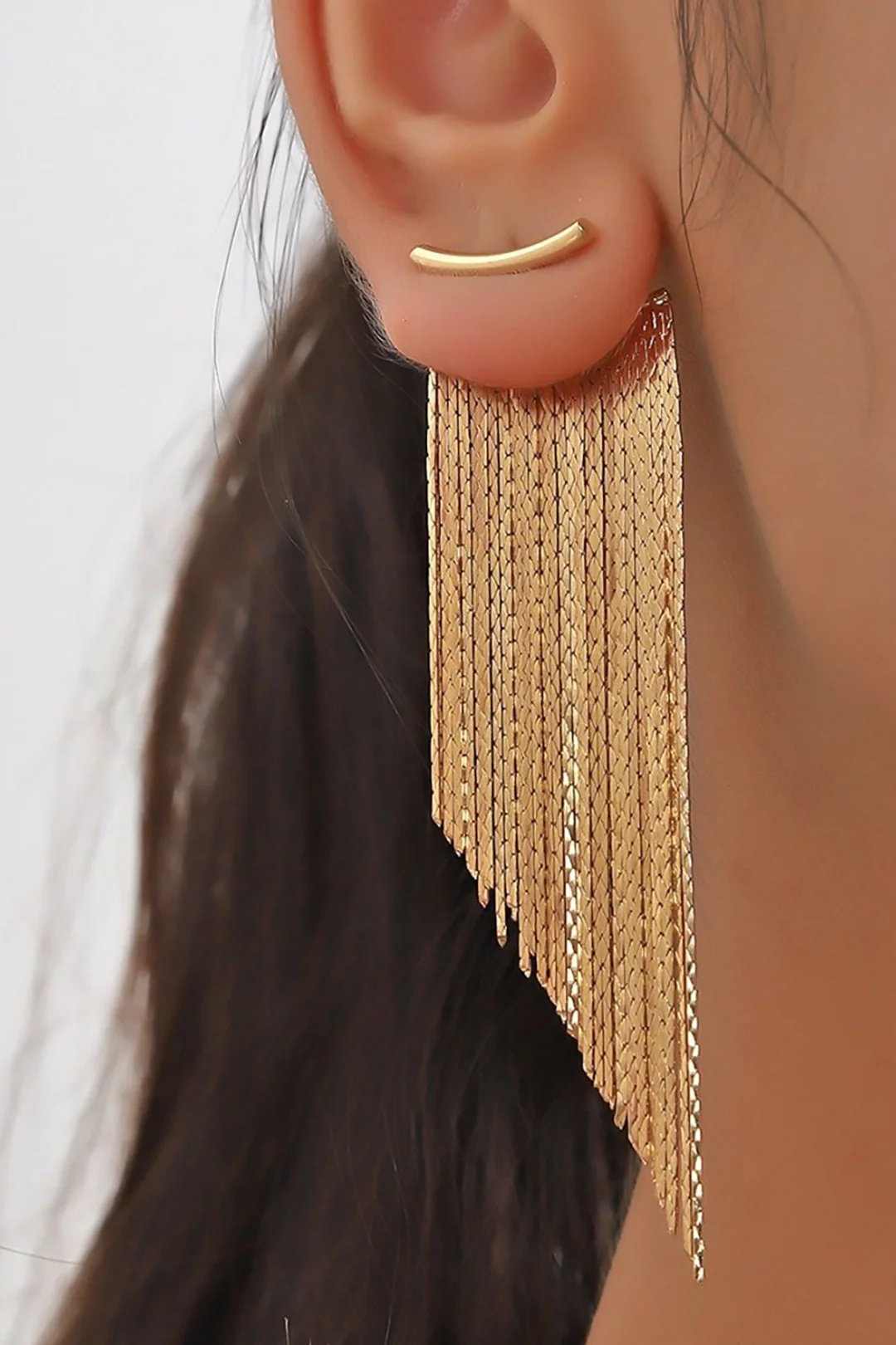 Asymmetrical Metal Fringe Earrings - Flockneti